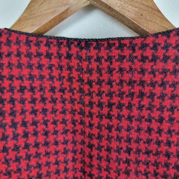 Charlotte Ford Vintage Womens Houndstooth Wool Open Blazer size 10 Red Black - Picture 9 of 12